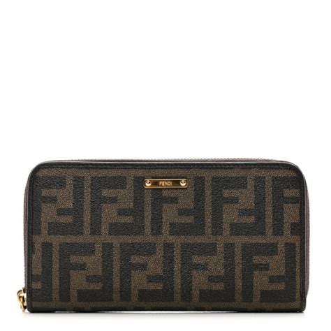 Fendi Zucca Spalmati Vitello Elite Zip Around Wallet